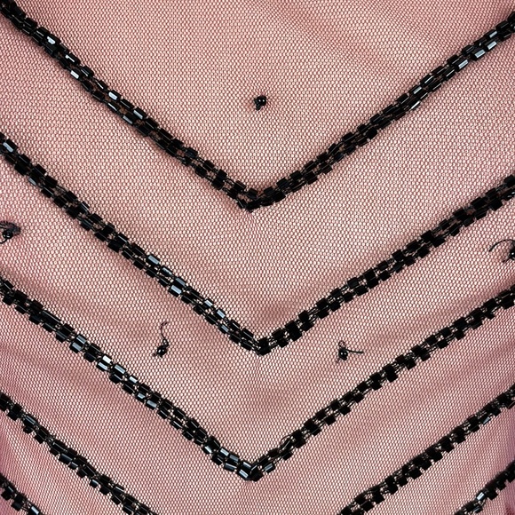 Free People Rust Sheer Mesh Boho Dress with Black Beading - Picture 3 of 13